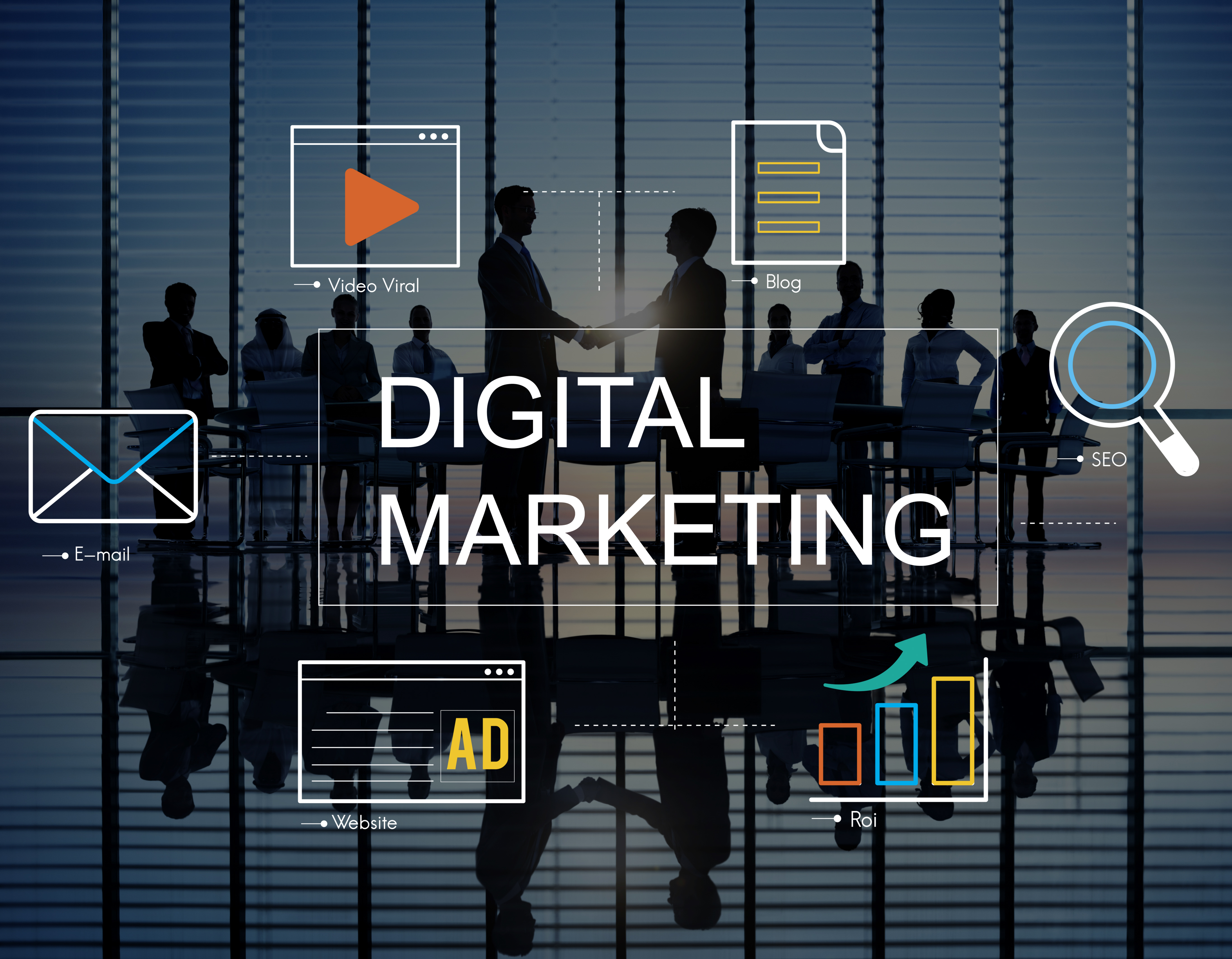 Digital marketing strategy and campaign icons