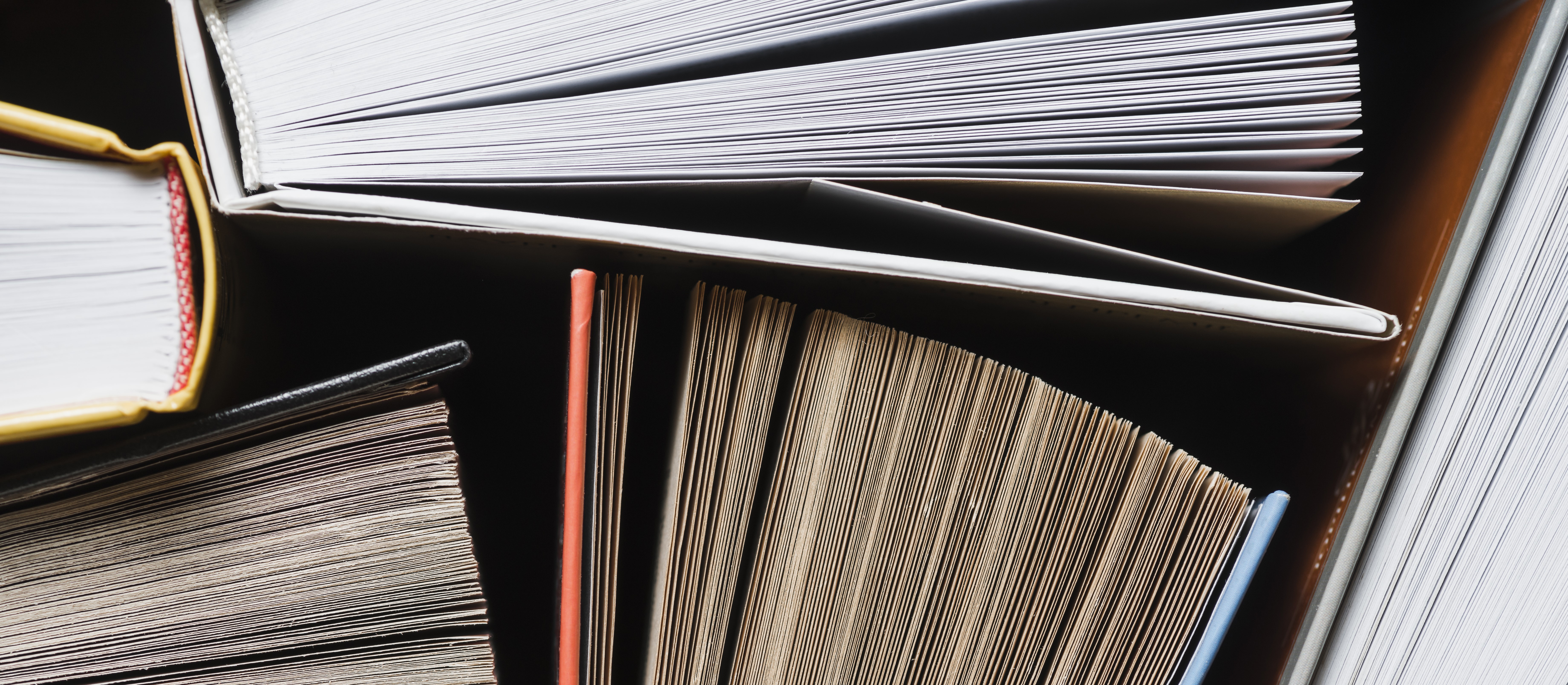 Open books and printed pages
